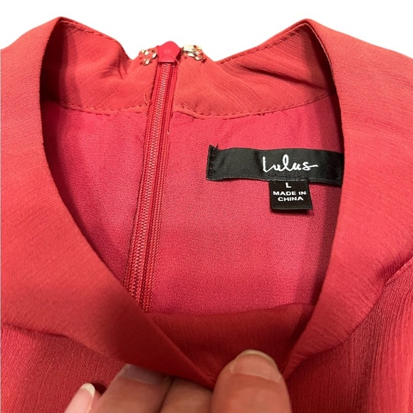 Lulus Autumn Bliss Rusty Rose Long Sleeve Cutout Mini Dress Size L - Picture 15 of 16